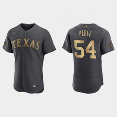 Men's Texas Rangers #54 Martin Perez 2022 All-Star Charcoal Flex Base Stitched Baseball Jersey