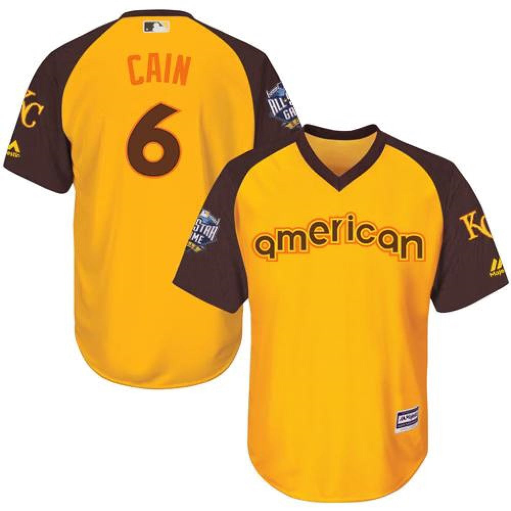 Royals #6 Lorenzo Cain Gold 2016 All-Star American League Stitched Youth MLB Jersey