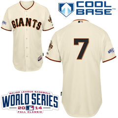 Giants #7 Gregor Blanco Cream Home Cool Base W/2014 World Series Patch Stitched MLB Jersey