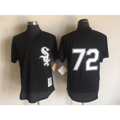 Men's White Sox #72 Carlton Fisk Mitchell And Ness Black 1993 Throwback Stitched MLB Jersey