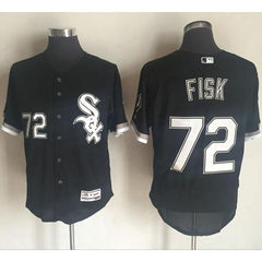 White Sox #72 Carlton Fisk Black Flexbase Authentic Collection Stitched MLB Jersey