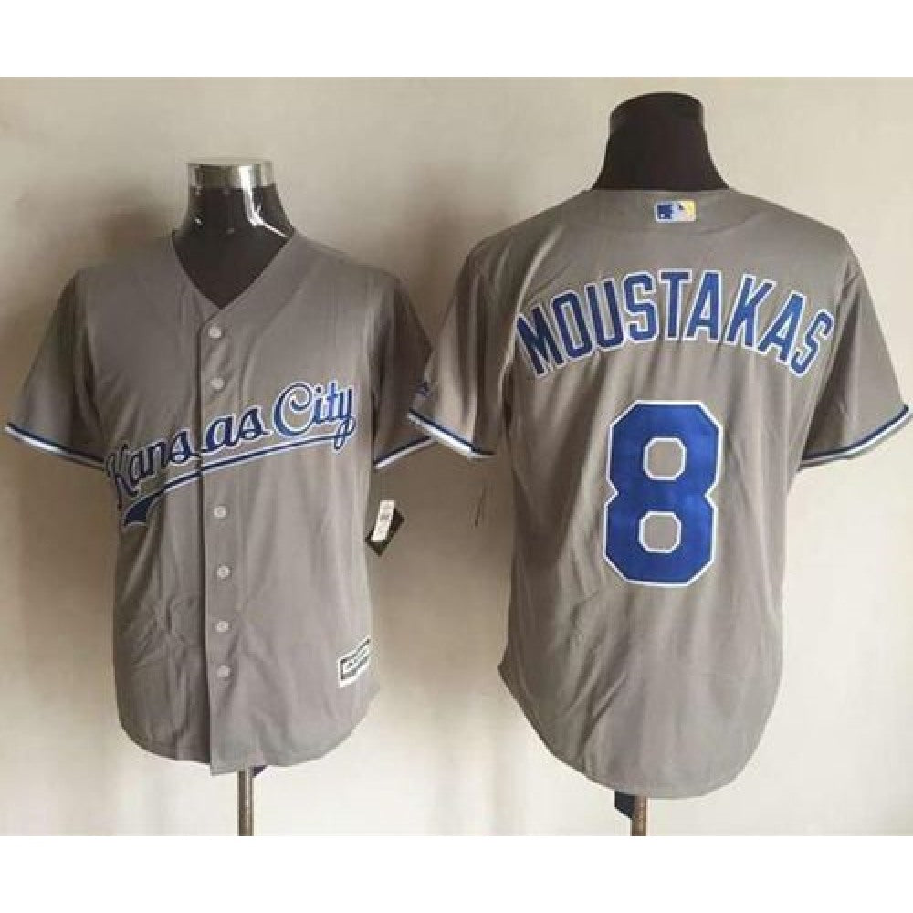 Royals #8 Mike Moustakas New Grey Cool Base Stitched MLB Jersey