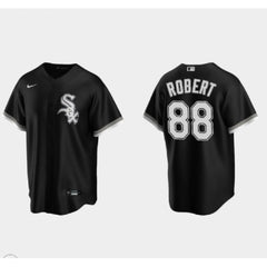 Men's Chicago White Sox #88 Luis Robert Black Cool Base Stitched Jersey