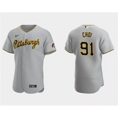 Men's Pittsburgh Pirates #91 Ji Man Choi Grey Flex Base Stitched Baseball Jersey