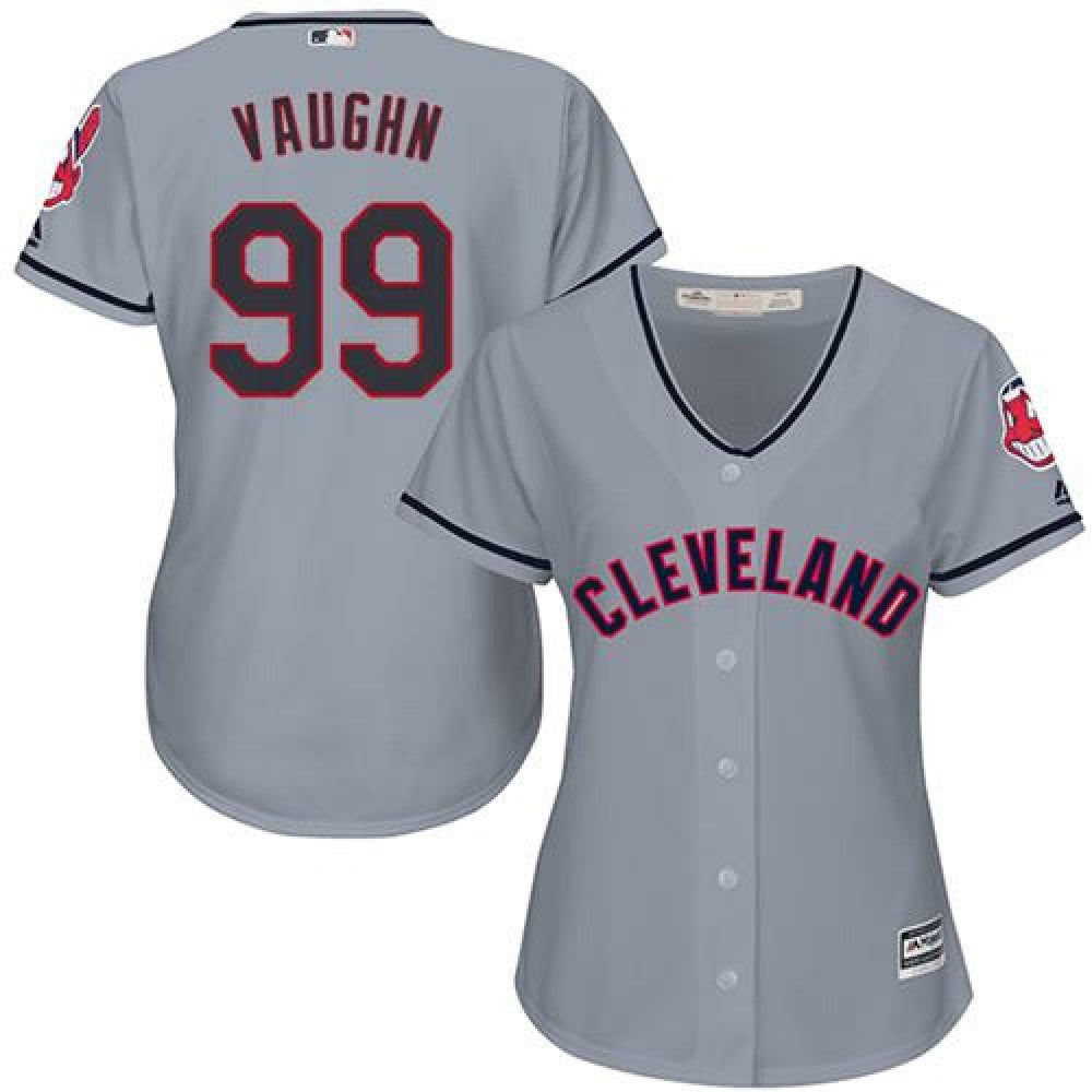 indians #99 Ricky Vaughn Grey Women's Road Stitched MLB Jersey