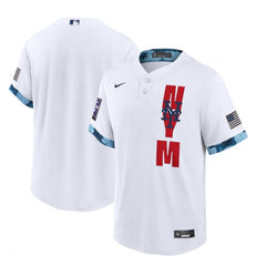 Men's New York Mets Blank 2021 White All-Star Cool Base Stitched MLB Jersey