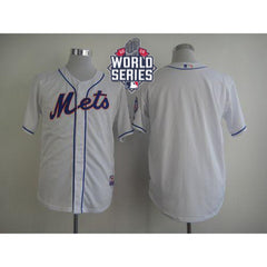 Mets Blank White Cool Base W/2015 World Series Patch Stitched MLB Jersey