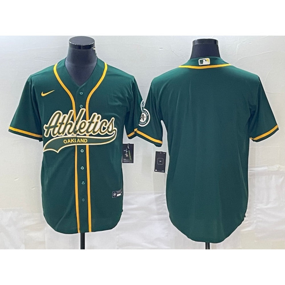 Men's Oakland Athletics Blank Green Cool Base Stitched Baseball Jersey
