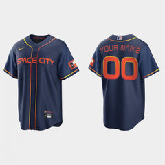 Men's Houston Astros Customized 2022 City Connect Navy Stitched Baseball Jersey