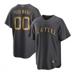 Men's Seattle Mariners ACTIVE Player Custom 2022 All-Star Charcoal Cool Base Stitched Baseball Jersey
