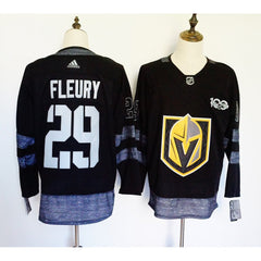 Men's Vegas Golden Knights #29 Marc-Andre Fleury Black 1917-2017 100th Anniversary Stitched NHL Jersey
