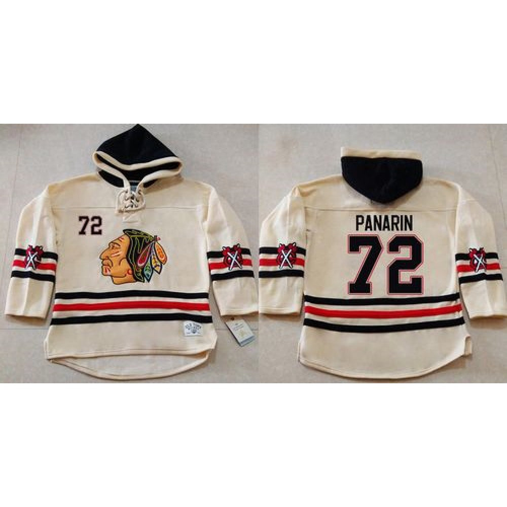 Blackhawks #72 Artemi Panarin Cream Heavyweight Pullover Hoodie Stitched NHL Jersey
