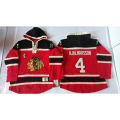 Blackhawks #4 Niklas Hjalmarsson Red Sawyer Hooded Sweatshirt Stitched NHL Jersey