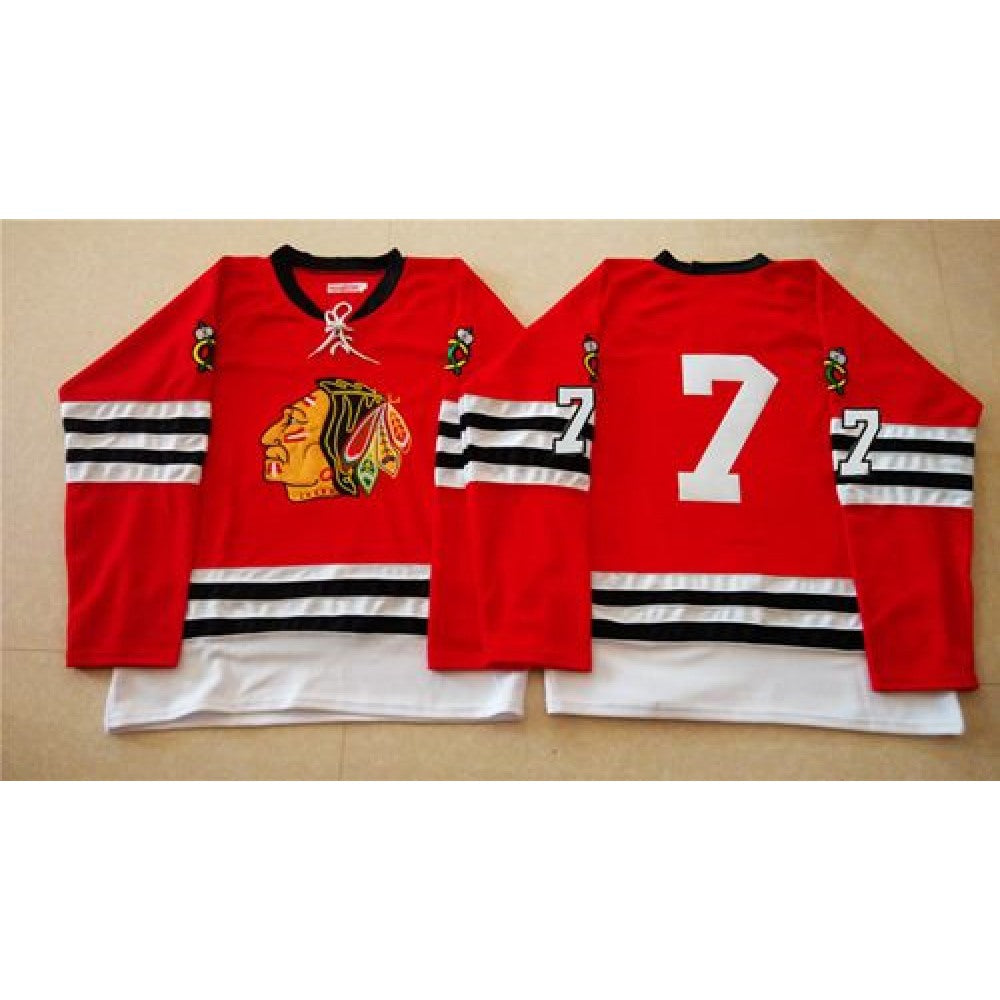 Mitchell And Ness 1960-61 Blackhawks #7 Chris Chelios Red Stitched NHL Jersey