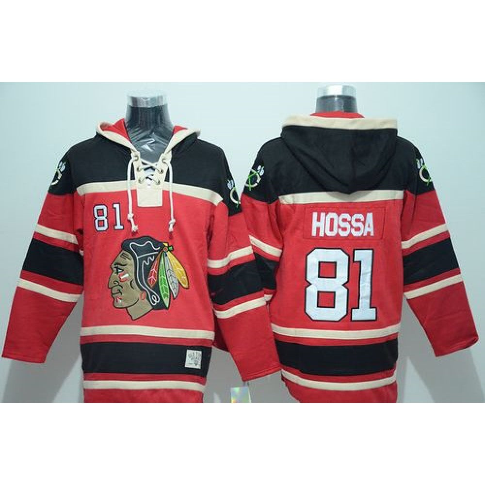 Blackhawks #81 Marian Hossa Red Sawyer Hooded Sweatshirt Stitched NHL Jersey