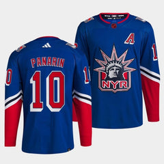 Men's New York Rangers #10 Artemi Panarin Blue 2022-23 Reverse Retro Stitched Jersey