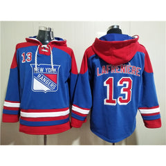 Men's New York Rangers #13 Alexis Lafreniere Blue Ageless Must-Have Lace-Up Pullover Hoodie