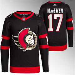 Men's Ottawa Senators #17 Zack MacEwen Black Premier Breakaway Stitched Jersey