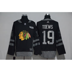 Chicago Blackhawks #19 Jonathan Toews Black Men's 1917-2017 100th Anniversary Stitched NHL Jersey