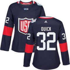 Team USA #32 Jonathan Quick Navy Blue 2016 World Cup Women's Stitched NHL Jersey