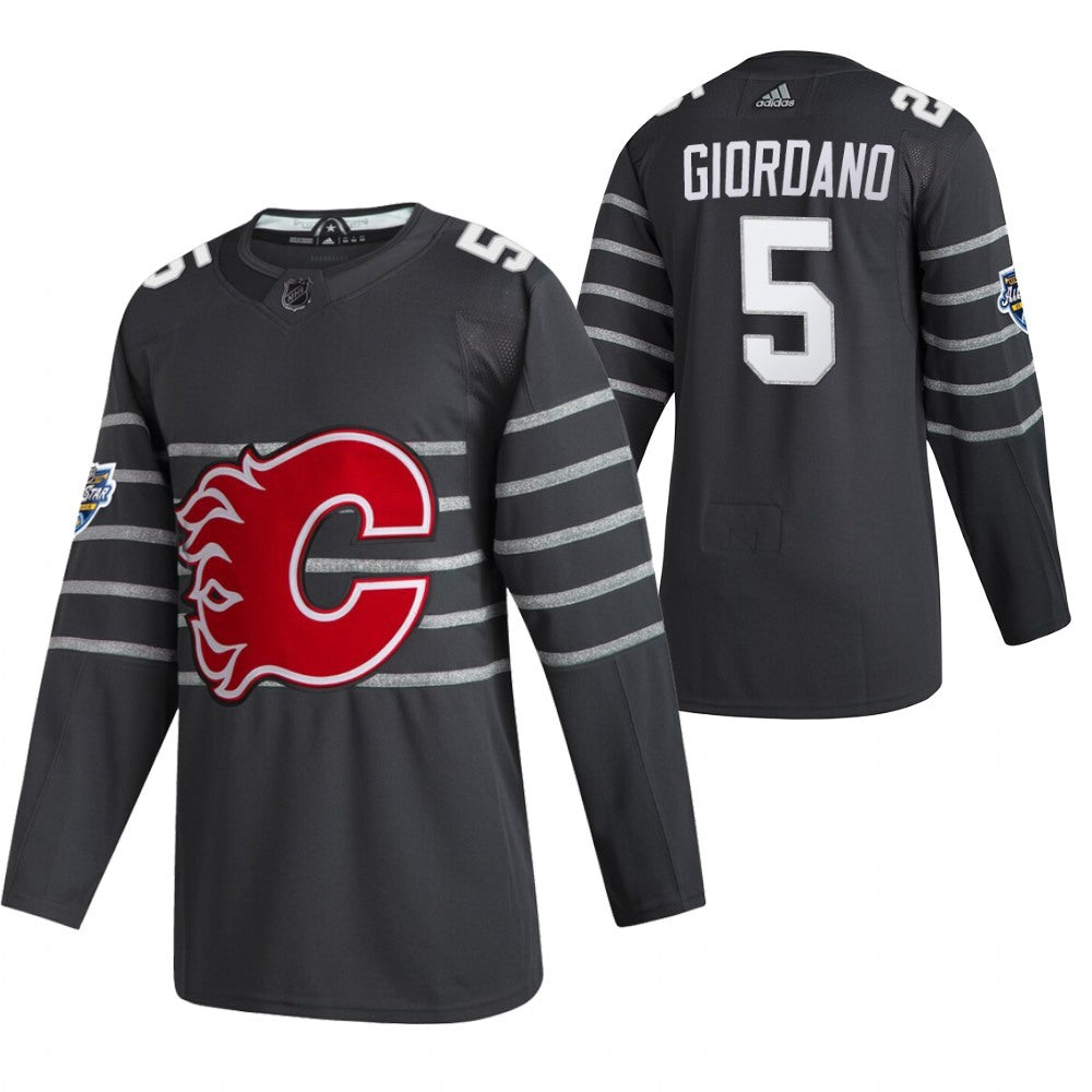 Men's Calgary Flames #5 Mark Giordano 2020 Grey All Star Stitched NHL Jersey