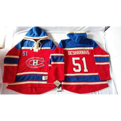 Canadiens #51 David Desharnais Red Sawyer Hooded Sweatshirt Stitched NHL Jersey