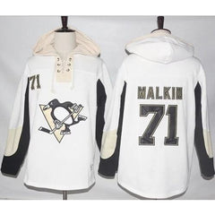 Penguins #71 Evgeni Malkin White Pullover Hoodie Stitched NHL Jersey