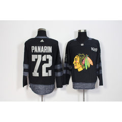 Men's Chicago Blackhawks #72 Artemi Panarin Black 1917-2017 100th Anniversary Stitched NHL Jersey