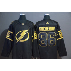 Men's Tampa Bay Lightning #86 Nikita Kucherov Black Golden Stitched NHL Jersey