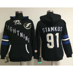 Tampa Bay Lightning #91 Steven Stamkos Black Women's Old Time Heidi NHL Hoodie