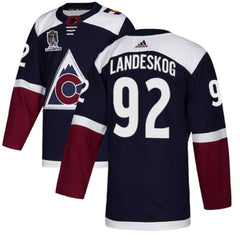 Men's Colorado Avalanche #92 Gabriel Landeskog 2022 Navy Stanley Cup Champions Patch Stitched Jersey