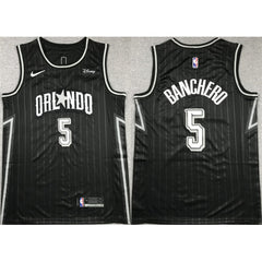 Men's Orlando Magic #5 Paolo Banchero Black Icon Edition Stitched Swingman Jersey