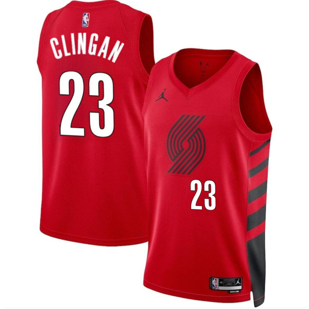 Men's Portland Trail Blazers #23 Donovan Clingan Red 2024 Draft Statement Edition Stitched Basketball Jersey