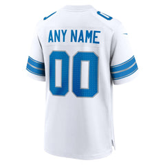 Men's Detroit Lions White Custom Game Jersey