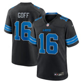 Men's Detroit Lions Jared Goff Black 2nd Alternate Game Jersey
