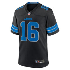 Men's Detroit Lions Jared Goff Black 2nd Alternate Game Jersey