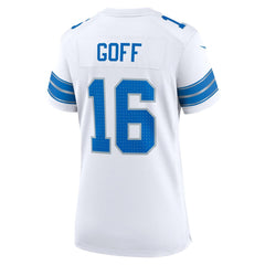 Women's Detroit Lions Jared Goff White Game Jersey
