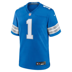 Men's Detroit Lions Number 1 Dad Blue Game Jersey