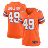 Women's Denver Broncos Alex Singleton Orange Mile High Collection 1977 Throwback Player Game Jersey