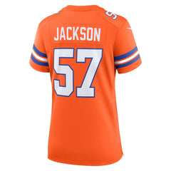 Women's Denver Broncos Tom Jackson Orange Mile High Collection 1977 Throwback Retired Player Game Jersey