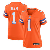 Women's Denver Broncos Jason Elam Orange Mile High Collection 1977 Throwback Retired Player Game Jersey