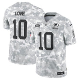 Men's Green Bay Packers Jordan Love Arctic Camo 2024 Salute to Service Limited Jersey
