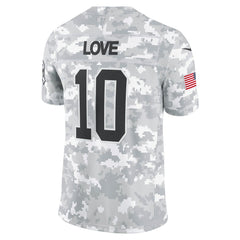 Men's Green Bay Packers Jordan Love Arctic Camo 2024 Salute to Service Limited Jersey