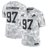 Men's Detroit Lions Aidan Hutchinson Arctic Camo 2024 Salute to Service Limited Jersey