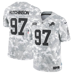 Men's Detroit Lions Aidan Hutchinson Arctic Camo 2024 Salute to Service Limited Jersey