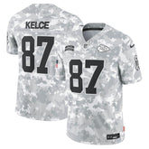 Men's Kansas City Chiefs Travis Kelce Arctic Camo 2024 Salute to Service Limited Jersey