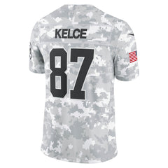 Men's Kansas City Chiefs Travis Kelce Arctic Camo 2024 Salute to Service Limited Jersey