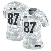 Women's Kansas City Chiefs Travis Kelce Arctic Camo 2024 Salute to Service Limited Jersey