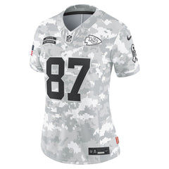 Women's Kansas City Chiefs Travis Kelce Arctic Camo 2024 Salute to Service Limited Jersey