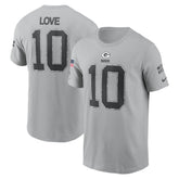 Men's Green Bay Packers Jordan Love Gray 2024 Salute To Service Name & Number T-Shirt